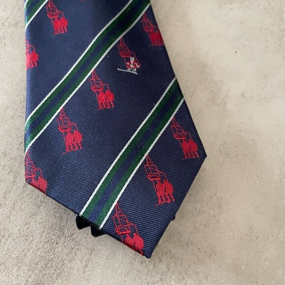 Lands' End Skiing Santa Chairlift Christmas Holiday Classic Navy Silk Neck Tie - Picture 4 of 8